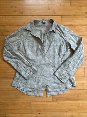 Stio Gray Plaid Lightweight Button-Placket Shirt